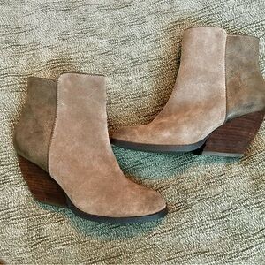 Women's Tan Suede and Leather Ankle Boots Cabincore